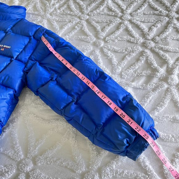 VINTAGE 90's POLO Sport RALPH LAUREN Ocean Blue Quilted Down Puffer Puffer Jacke - Picture 11 of 16
